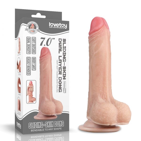 Consolador con Piel Deslizante “Prepucio” de 18cm