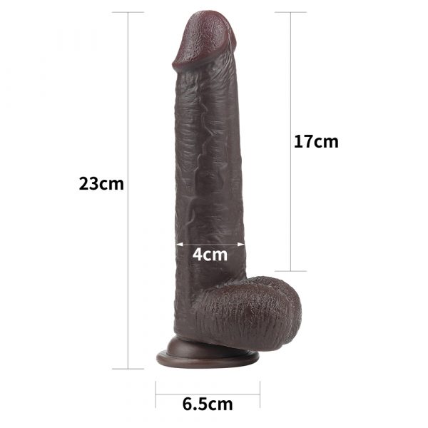 Consolador con Piel Deslizante “Prepucio” de 23cm Café - Imagen 2