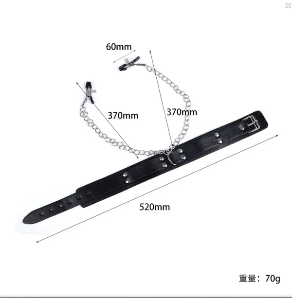 Collar de Cuero con Pinzas para Pezones - Imagen 7