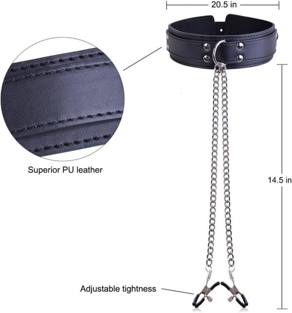 Collar de Cuero con Pinzas para Pezones - Imagen 4