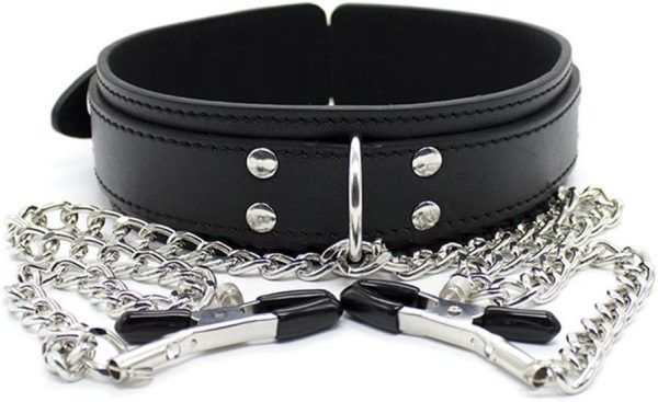 Collar de Cuero con Pinzas para Pezones - Imagen 3