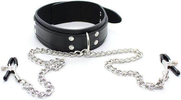 Collar de Cuero con Pinzas para Pezones - Imagen 2
