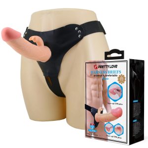 Arnés Consolador Realista con Estimulador de Clítoris de 19 cm