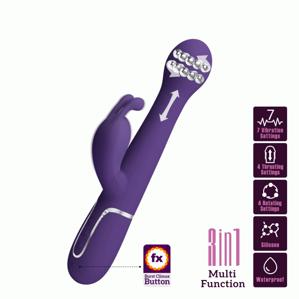 Vibrador Conejo Autopenetrable con Perlas Giratorias "Dejon" - Imagen 2