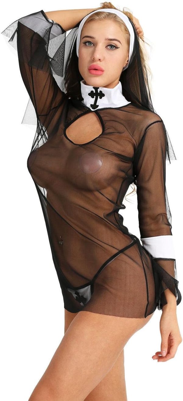 Disfraz Monja Sexy Negro - Imagen 2