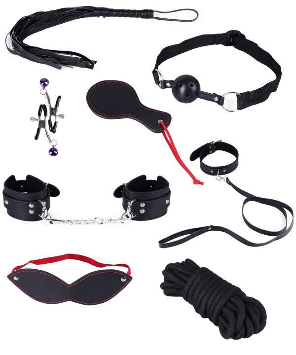 Kit BDSM Fetiche Negro 9 piezas
