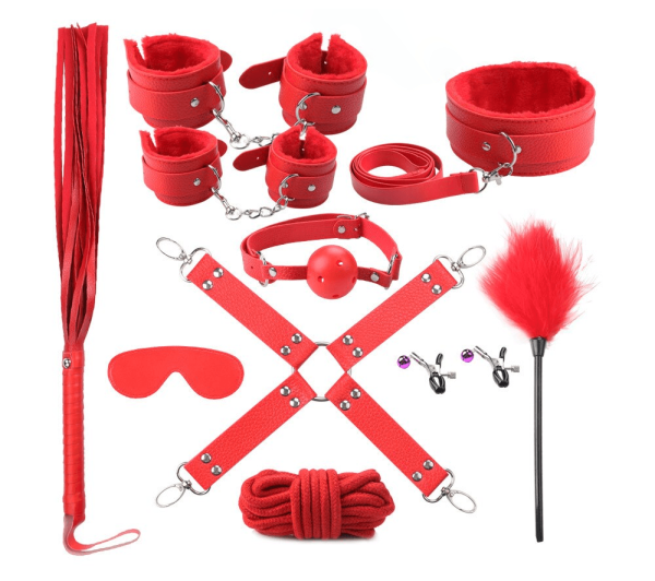 Kit BDSM Fetiche Rojo 11 piezas