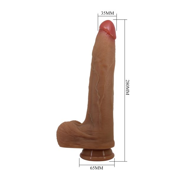 Consolador Ultra Realista con Testículos 28cm Café - Imagen 7