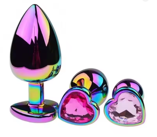 Plug Anal de Diamante Corazón Tornasol
