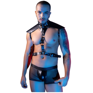 Disfraz Masculino Dominante con Arnés, Collar y Hombro